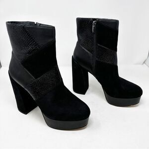 Vince Camuto Black Gilisama Suede Retro 70s Patchwork Suede Snake Platforms